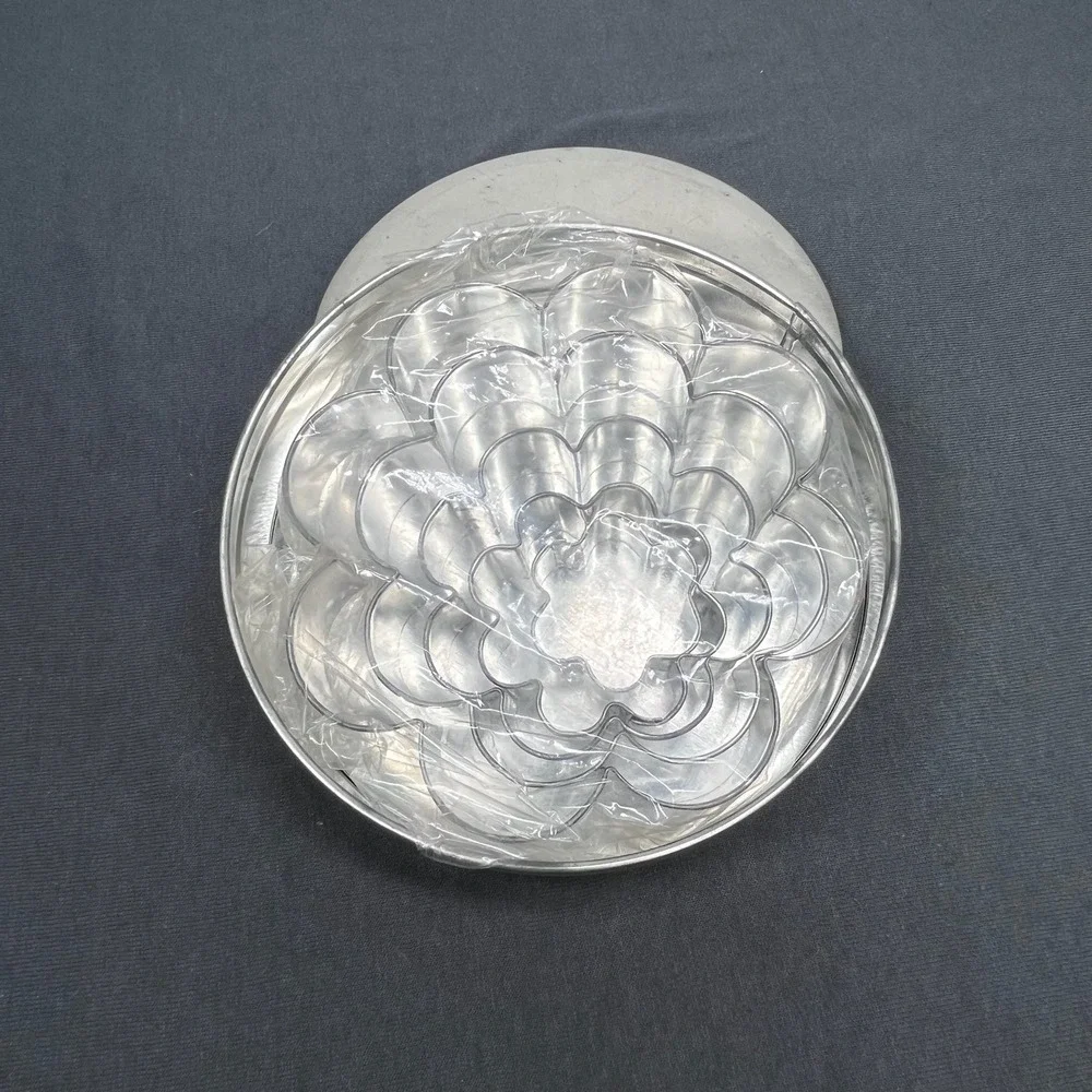 Flower Cookie Cutter Set Stainless Steel 6in Nesting Floral Baking
